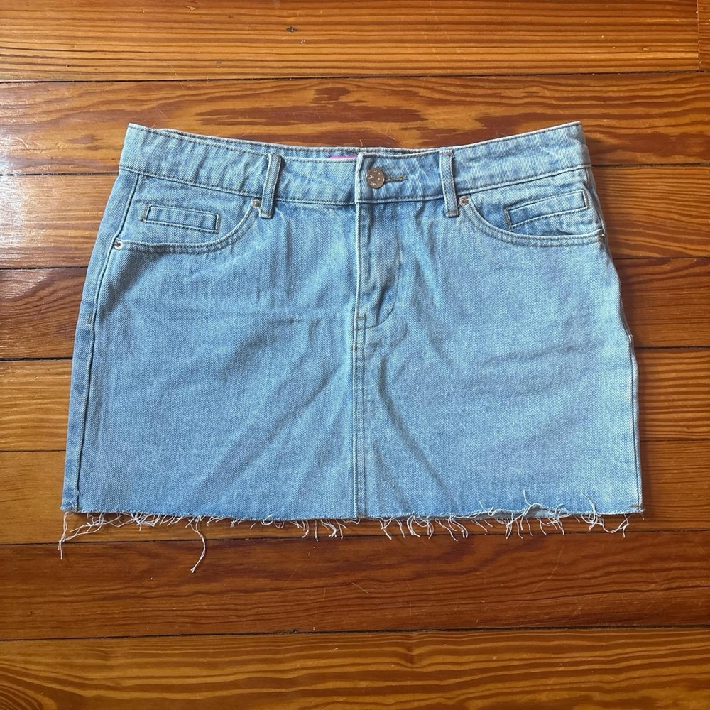 Edikted Light Blue Denim Mini Skirt